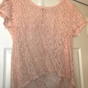 Sheer flowered pink shirt